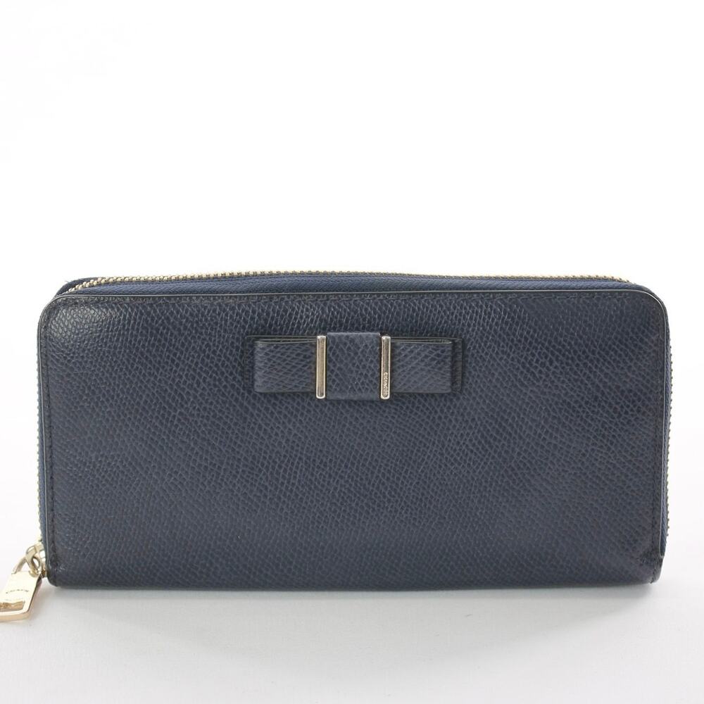 Coach Navy Blue Bow Leather Wallet